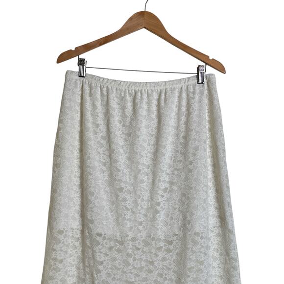 Aerie Vintage Lace Midi Skirt Black Elastic Waist Pull On Women's Large NWT - Picture 4 of 8